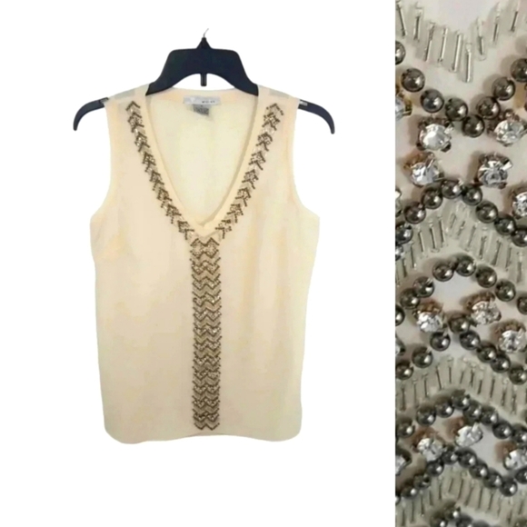 {WD.NY} Women's Embellished Sleveless Blouse - Picture 1 of 10